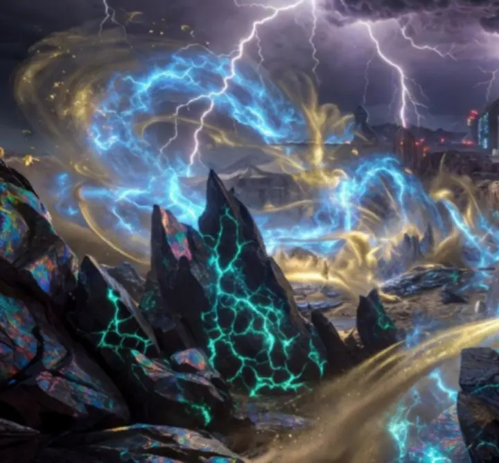 Dinamikus sci-fi fantasy környezet viharos bolygóval és űrbázissal