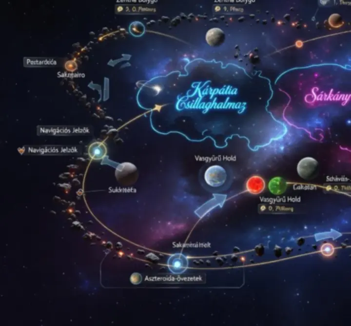 Galaktikus világtérkép az Ultimate Magyar Space univerzum felfedezhető zónáival