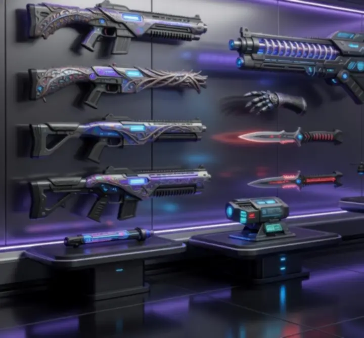 Futurisztikus fegyverek, páncélok és technológiai eszközök holografikus bemutatója az Ultimate Magyar Space világából