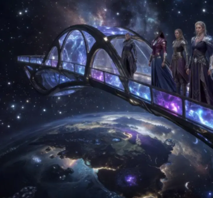 Legendás hősök csapata futurisztikus háttérrel az Ultimate Magyar Space univerzumában